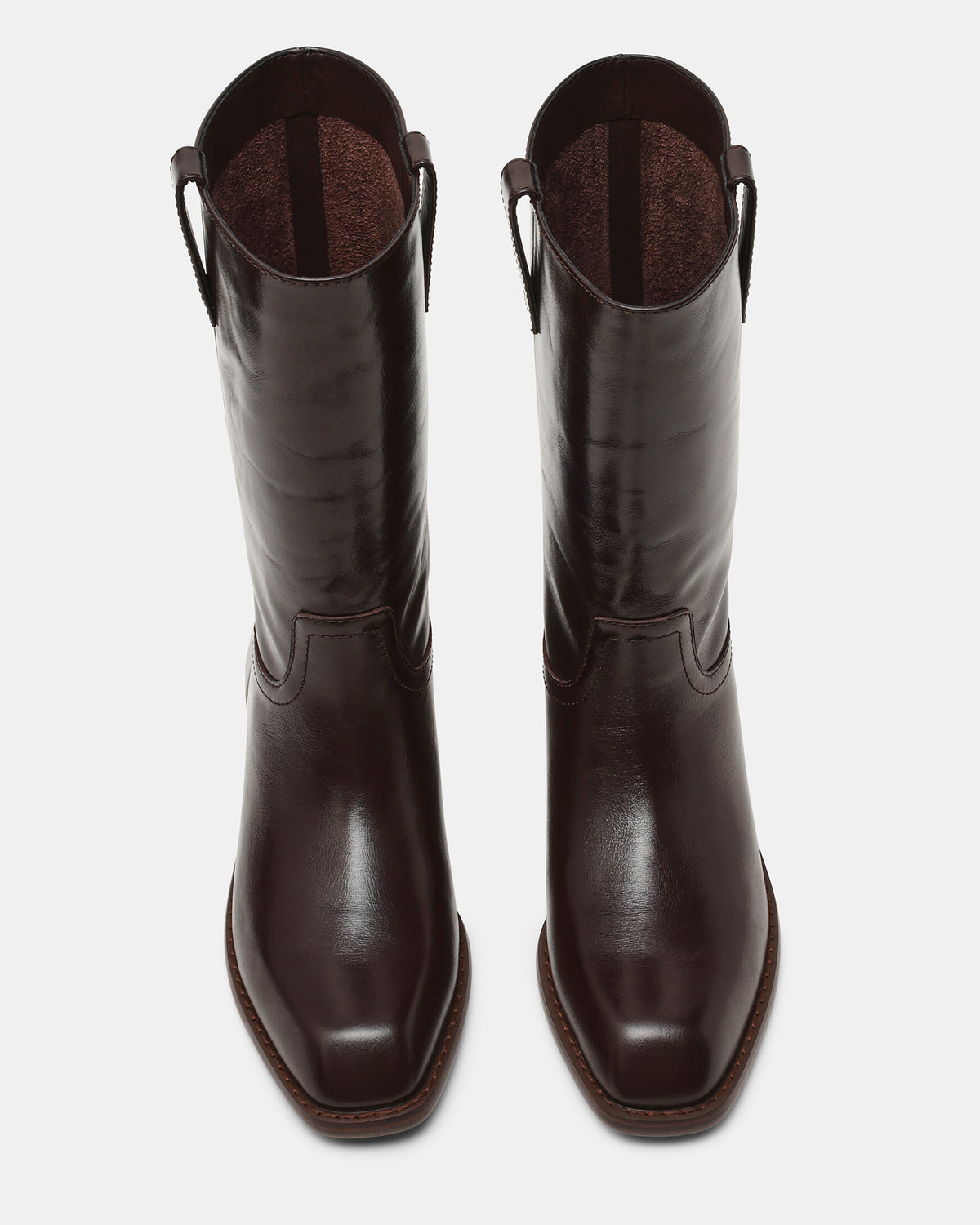 PRIMO Brown Leather Square-Toe Women's Boot - Steve Madden