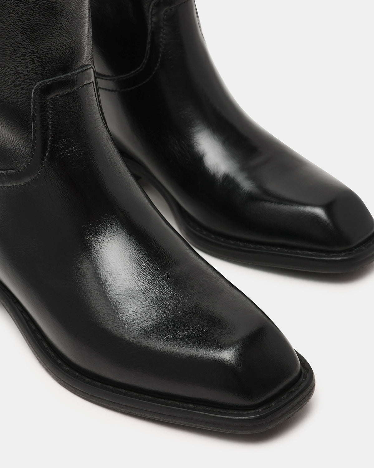 PRIMO Black Leather Square-Toe Women's Boot - Steve Madden