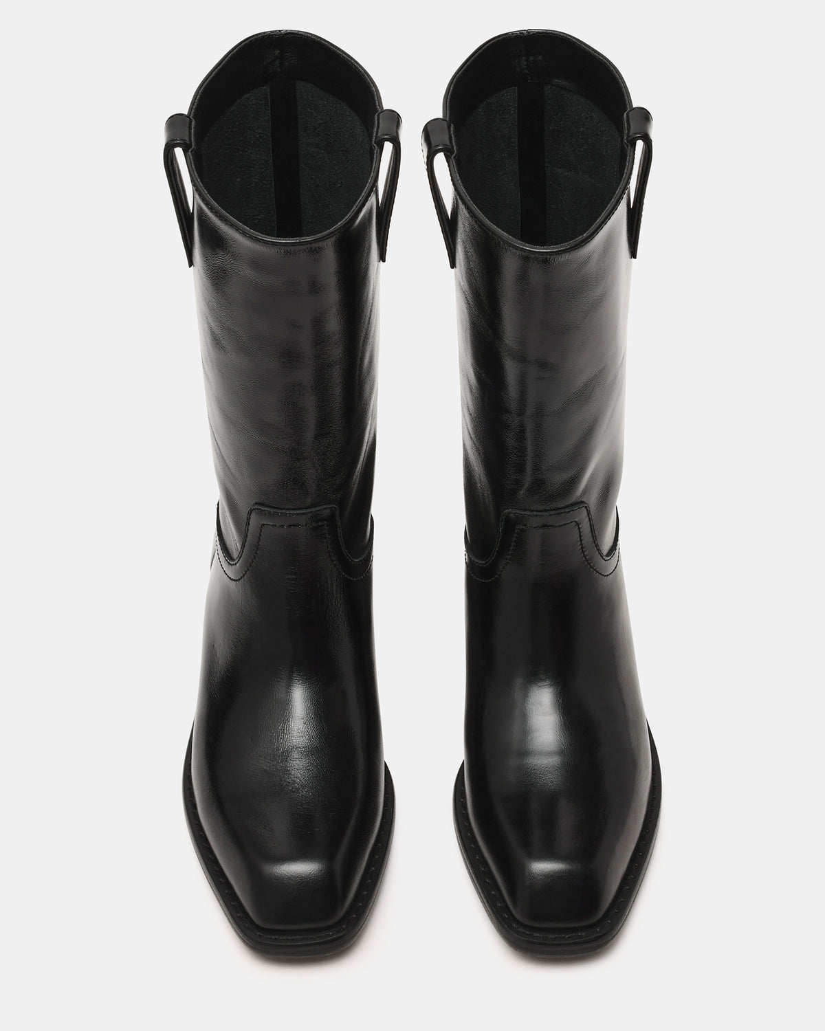 PRIMO Black Leather Square-Toe Women's Boot - Steve Madden