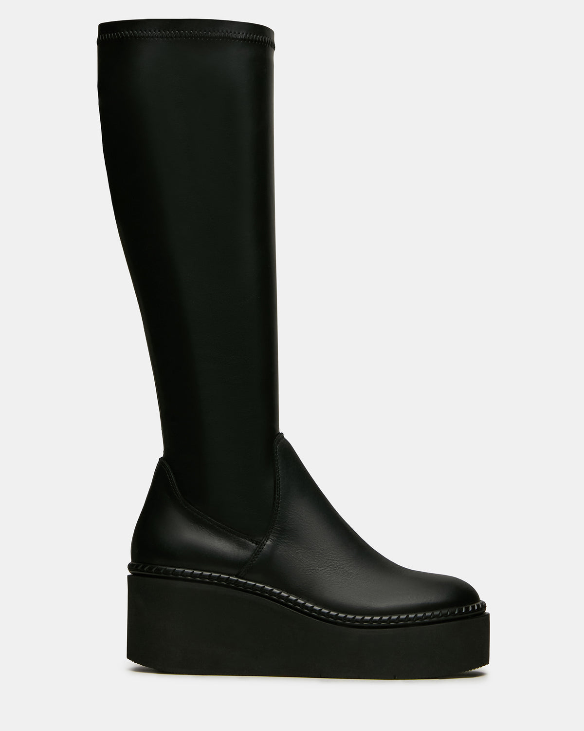 DRACO Black Knee-High Round-Toe Platform Women's Boot - Steve Madden