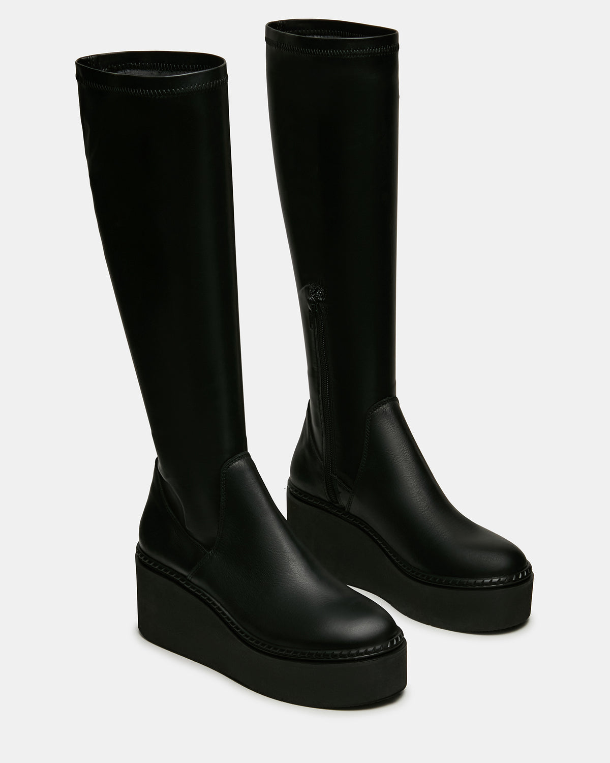DRACO Black Knee-High Round-Toe Platform Women's Boot - Steve Madden