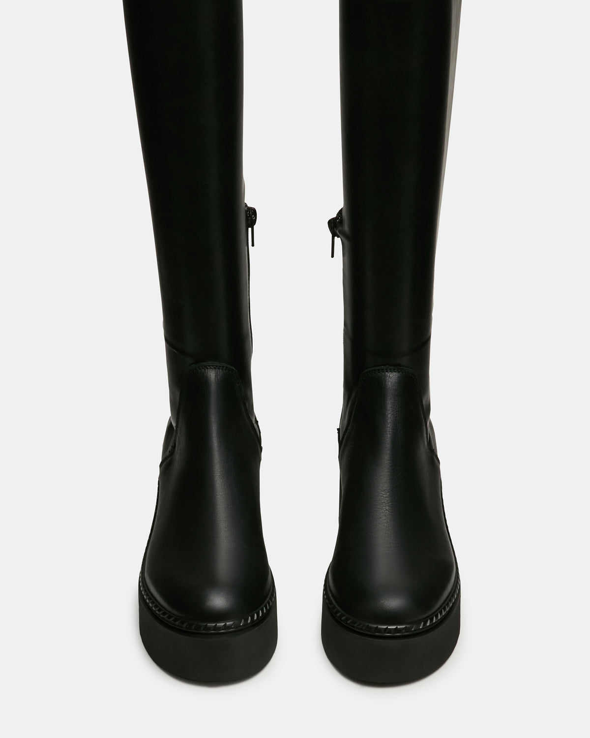 DRACO Black Knee-High Round-Toe Platform Women's Boot - Steve Madden
