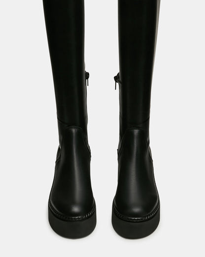 DRACO Black Knee-High Round-Toe Platform Women's Boot - Steve Madden