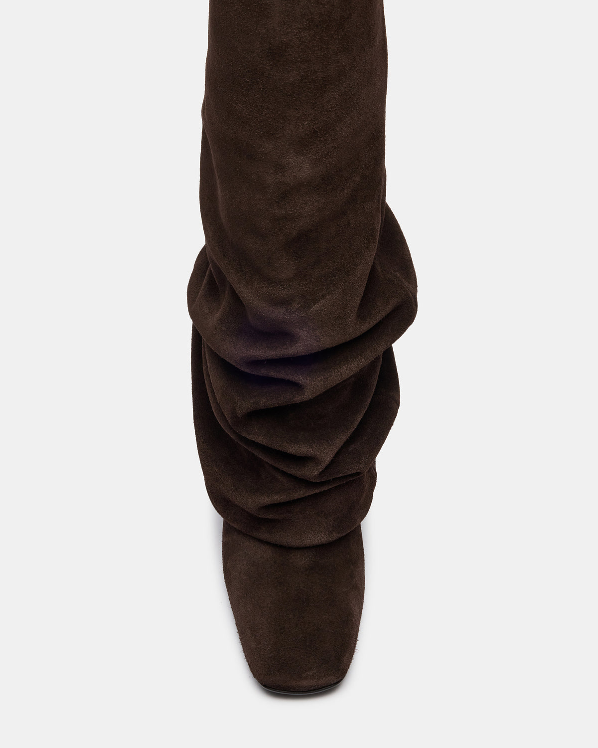 MONTANA Brown Suede Knee-High Square-Toe Wedge Fold-Over Women's Boot - Steve Madden