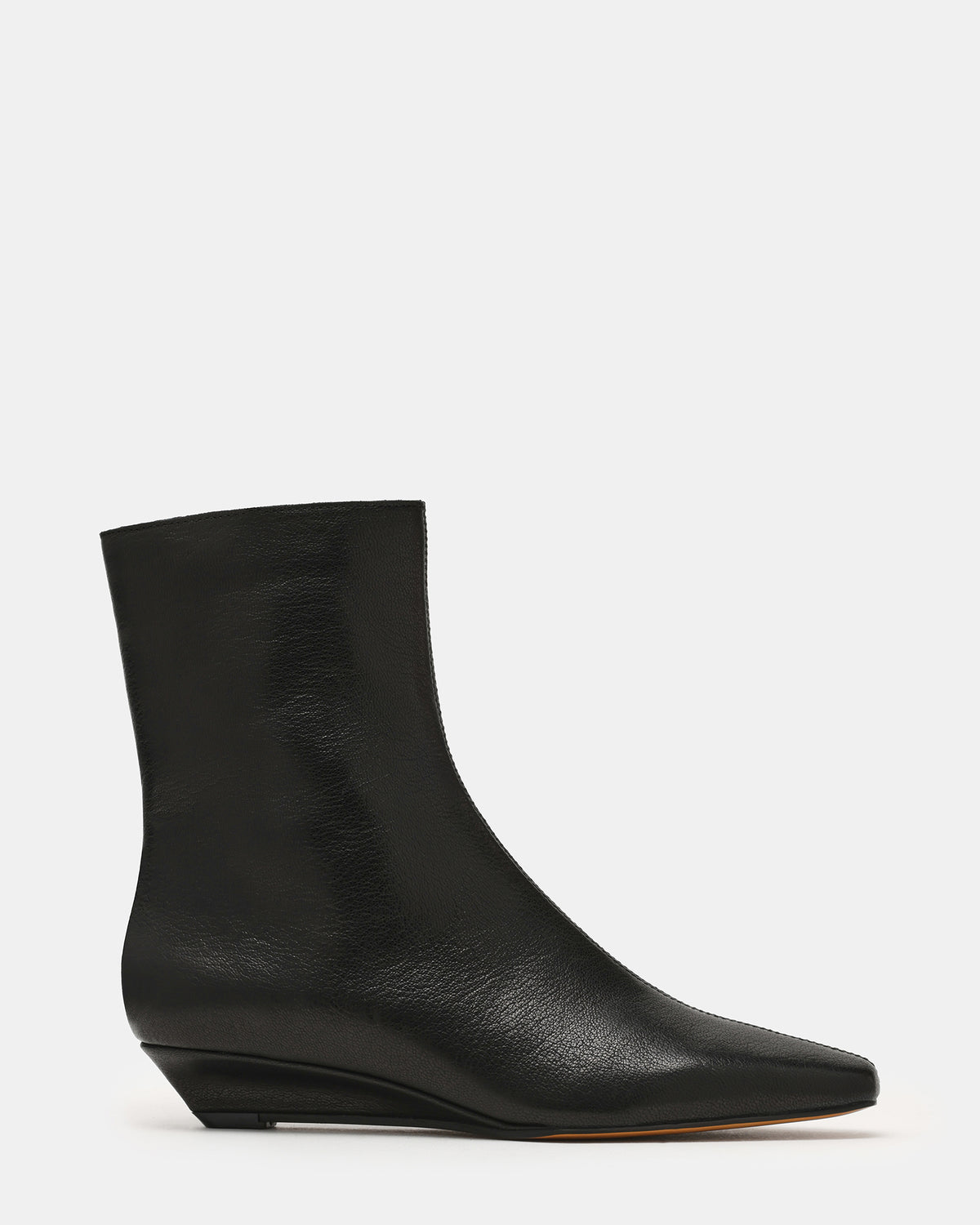 FLAIRE Black Leather Square-Toe Wedge Bootie Women's Ankle Boot - Steve Madden