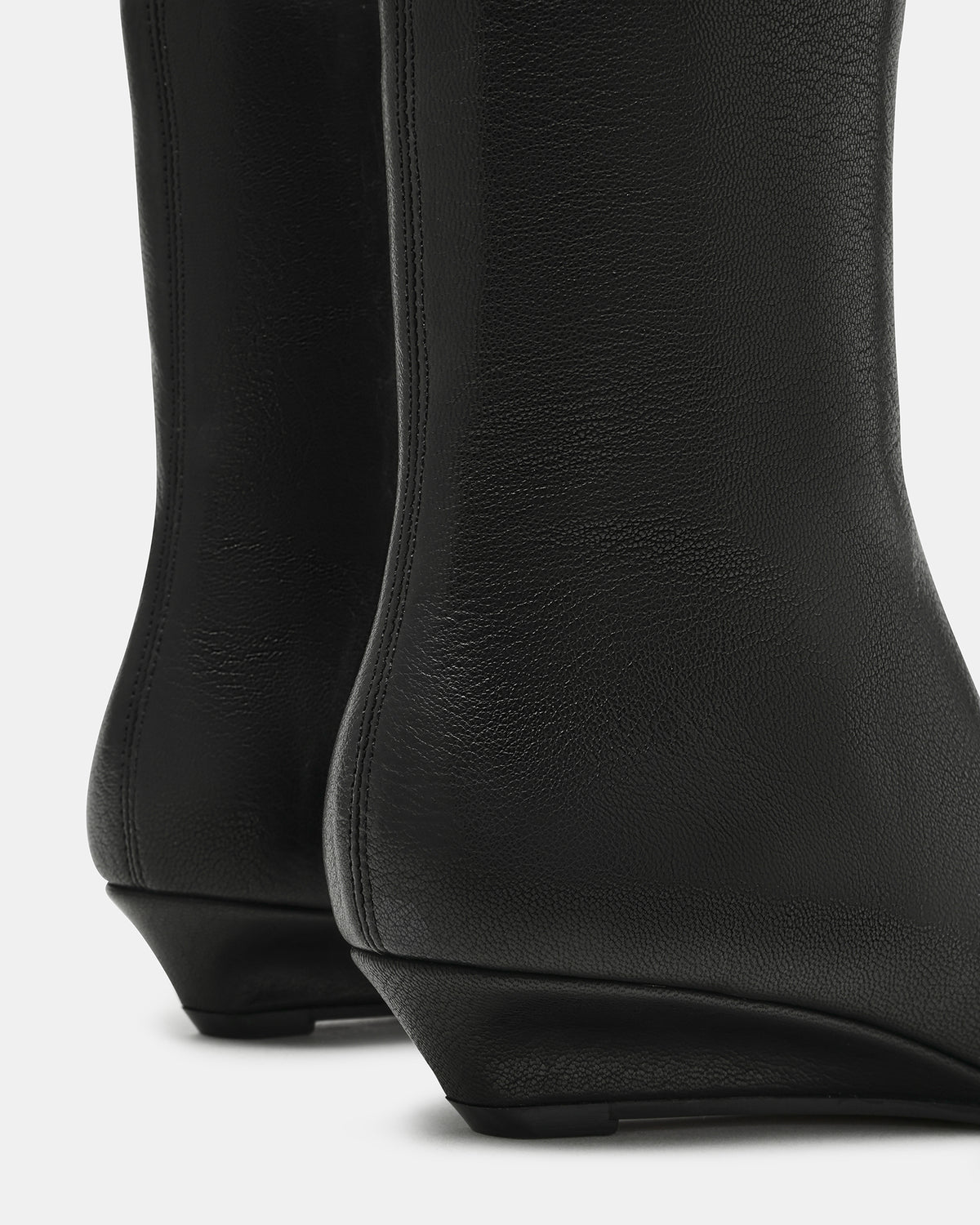 FLAIRE Black Leather Square-Toe Wedge Bootie Women's Ankle Boot - Steve Madden