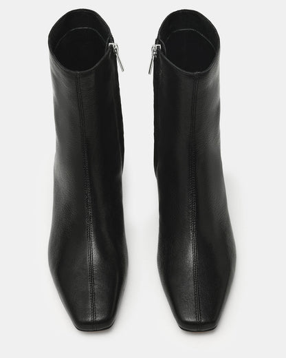 FLAIRE Black Leather Square-Toe Wedge Bootie Women's Ankle Boot - Steve Madden