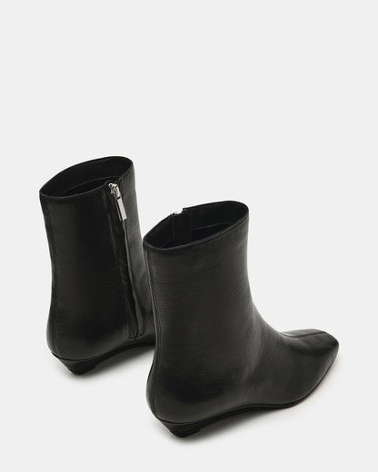 FLAIRE Black Leather Square-Toe Wedge Bootie Women's Ankle Boot - Steve Madden