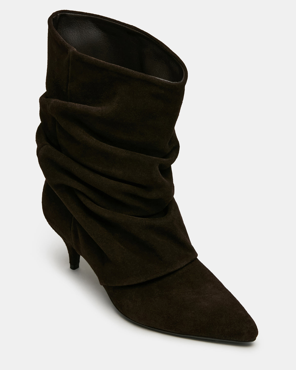 LEXEN Brown Suede Pointed-Toe Fold-Over Scrunched Women's Ankle Boot - Steve Madden