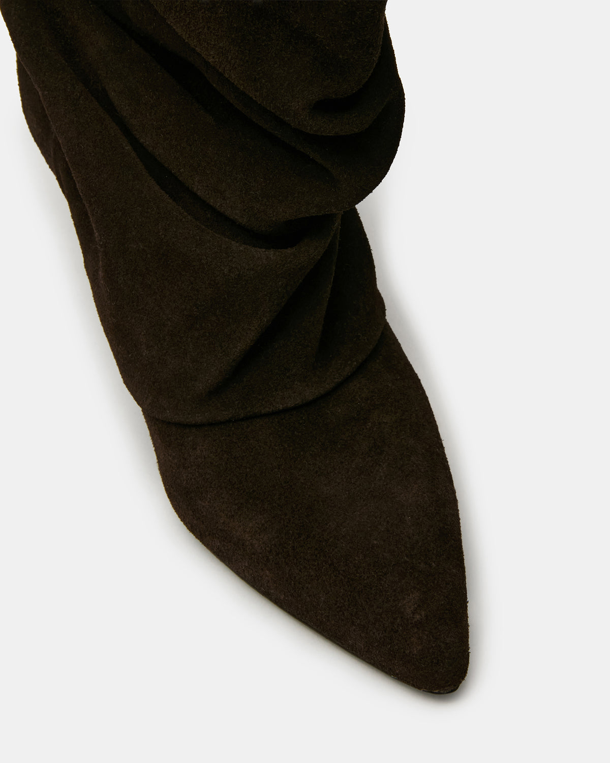 LEXEN Brown Suede Pointed-Toe Fold-Over Scrunched Women's Ankle Boot - Steve Madden