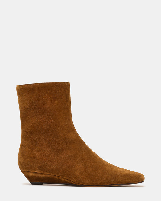 FLAIRE Sand Suede Square-Toe Wedge Bootie Women's Ankle Boot - Steve Madden