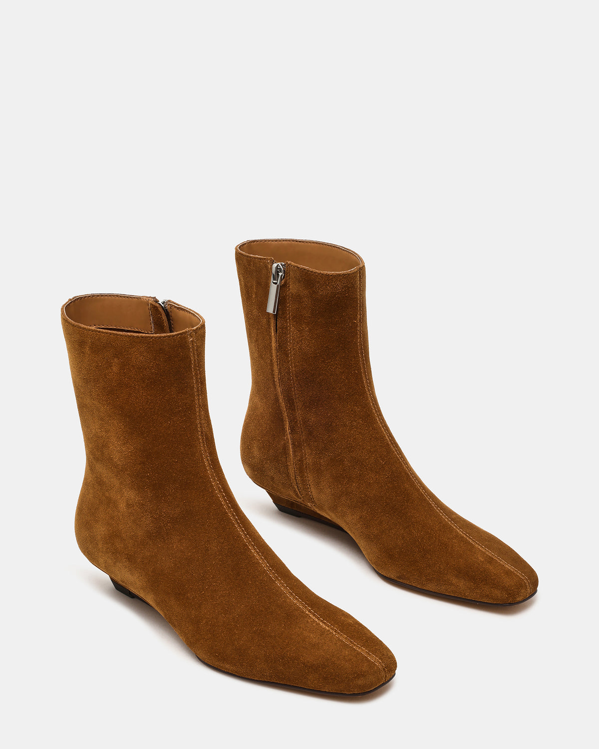FLAIRE Sand Suede Square-Toe Wedge Bootie Women's Ankle Boot - Steve Madden