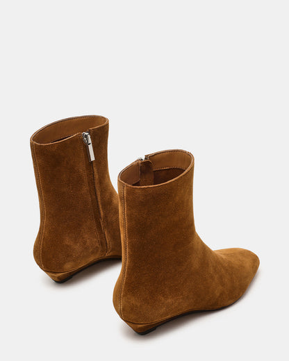 FLAIRE Sand Suede Square-Toe Wedge Bootie Women's Ankle Boot - Steve Madden