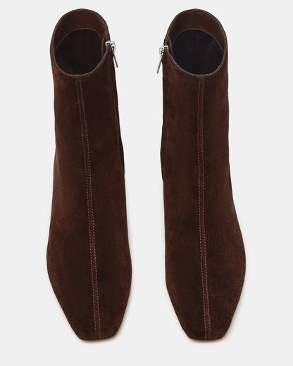 FLAIRE Brown Suede Square-Toe Wedge Bootie Women's Ankle Boot - Steve Madden