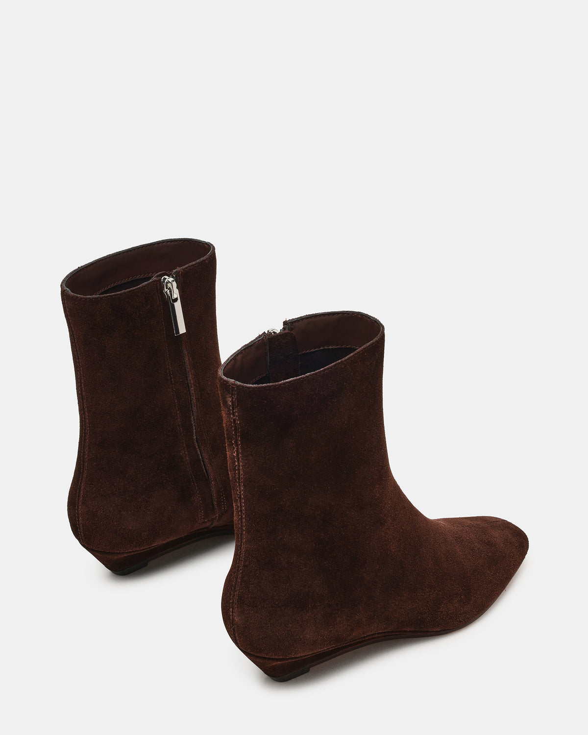 FLAIRE Brown Suede Square-Toe Wedge Bootie Women's Ankle Boot - Steve Madden