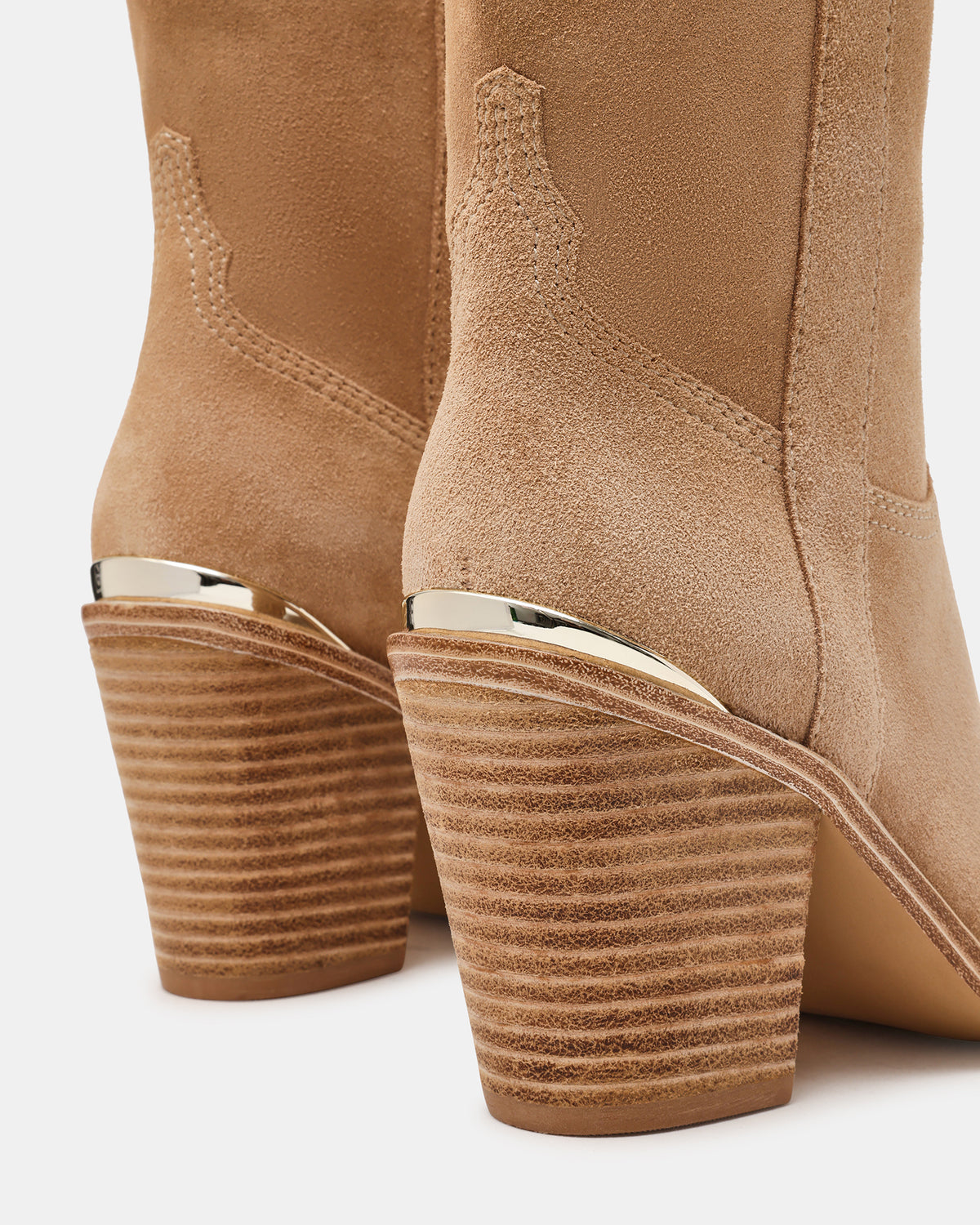 SALLY Sand Suede Pointed-Toe Western Block Heel Women's Boot - Steve Madden