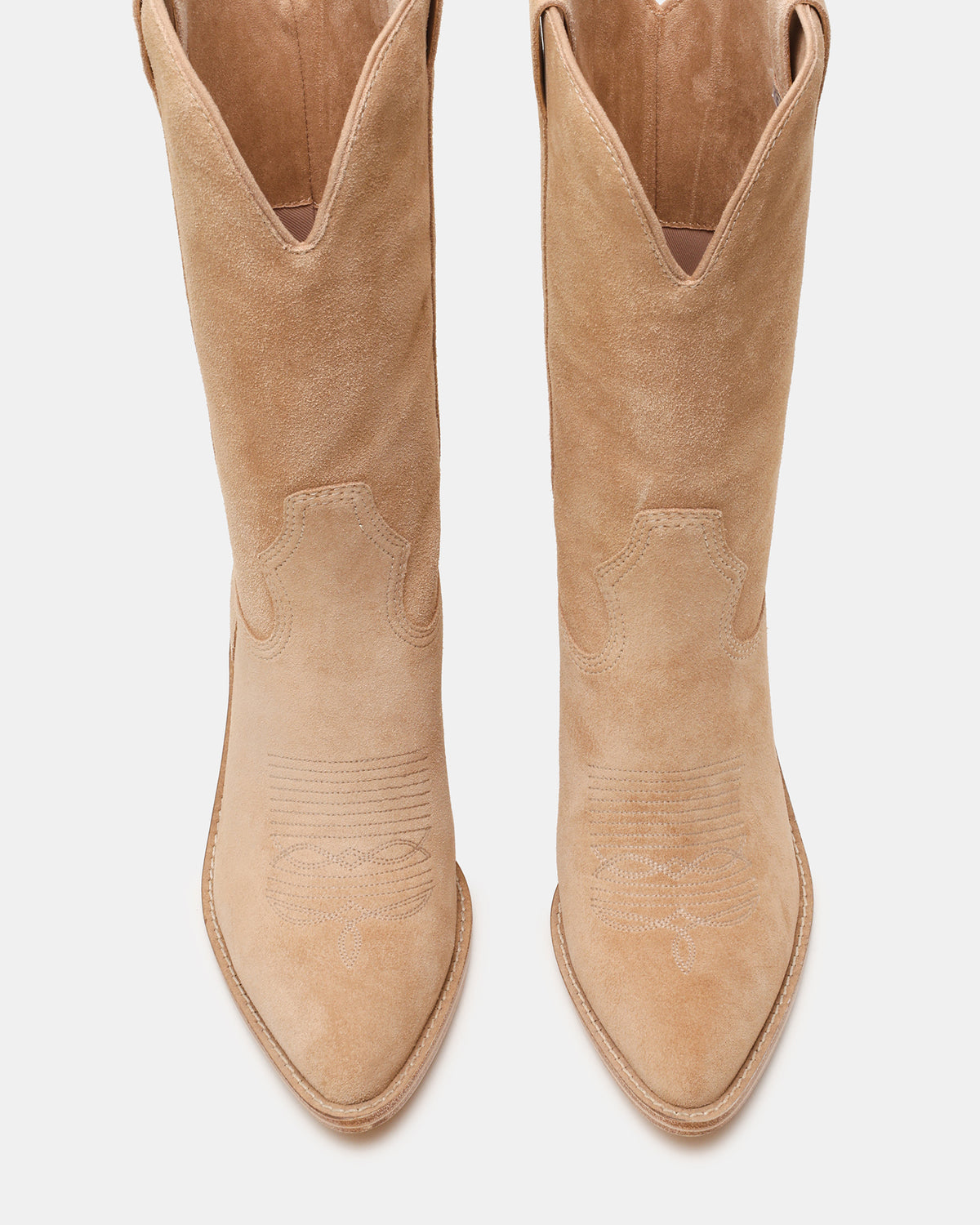 SALLY Sand Suede Pointed-Toe Western Block Heel Women's Boot - Steve Madden