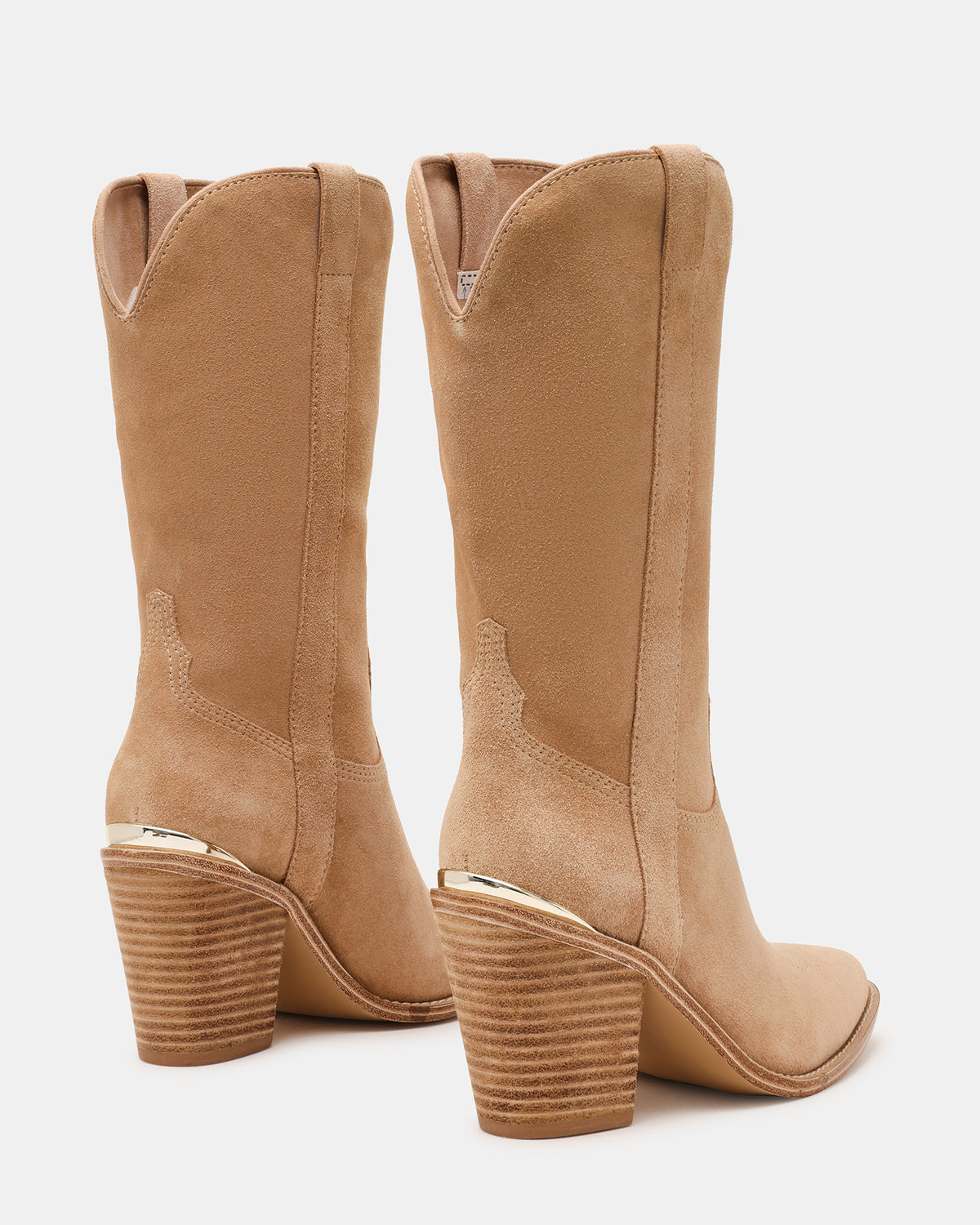 SALLY Sand Suede Pointed-Toe Western Block Heel Women's Boot - Steve Madden