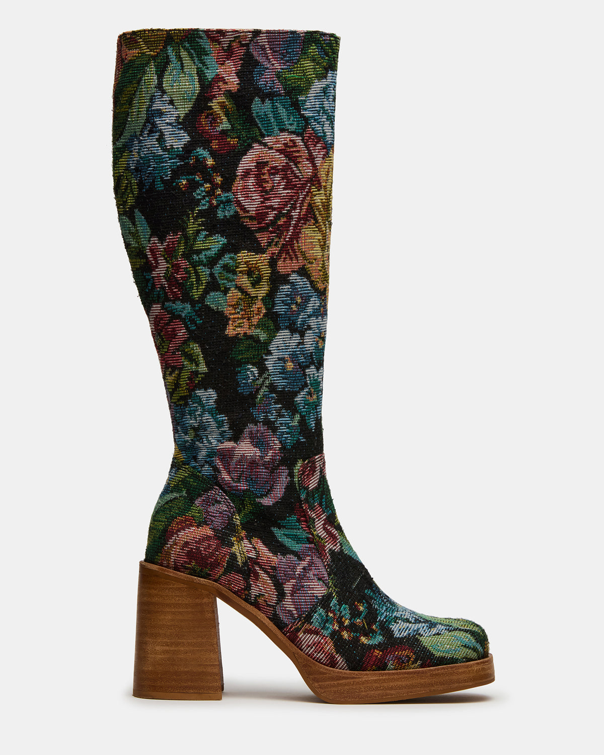 FOLIE Tapestry Square-Toe Block Heel Knee-High Women's Boot - Steve Madden