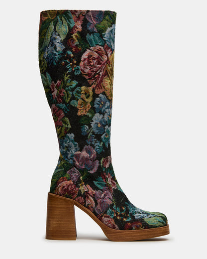 FOLIE Tapestry Square-Toe Block Heel Knee-High Women's Boot - Steve Madden