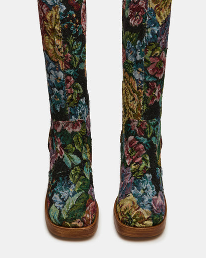 FOLIE Tapestry Square-Toe Block Heel Knee-High Women's Boot - Steve Madden