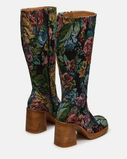 FOLIE Tapestry Square-Toe Block Heel Knee-High Women's Boot - Steve Madden