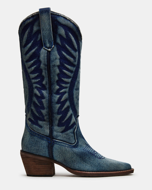 ALBANY Denim Fabric Pointed-Toe Women's Western Boot - Steve Madden