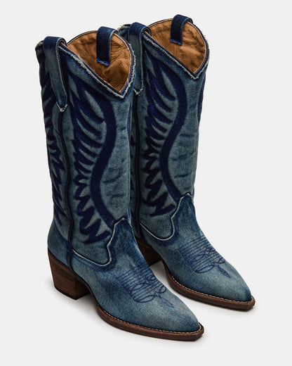 ALBANY Denim Fabric Pointed-Toe Women's Western Boot - Steve Madden