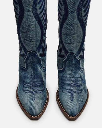 ALBANY Denim Fabric Pointed-Toe Women's Western Boot - Steve Madden