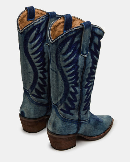 ALBANY Denim Fabric Pointed-Toe Women's Western Boot - Steve Madden