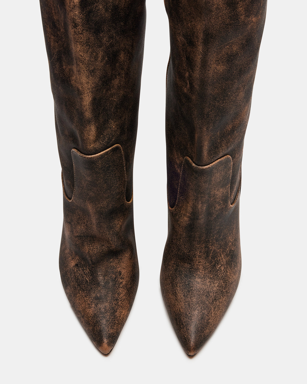 BADDIE Brown Distressed Over-The-Knee Moto Women's Boot - Steve Madden
