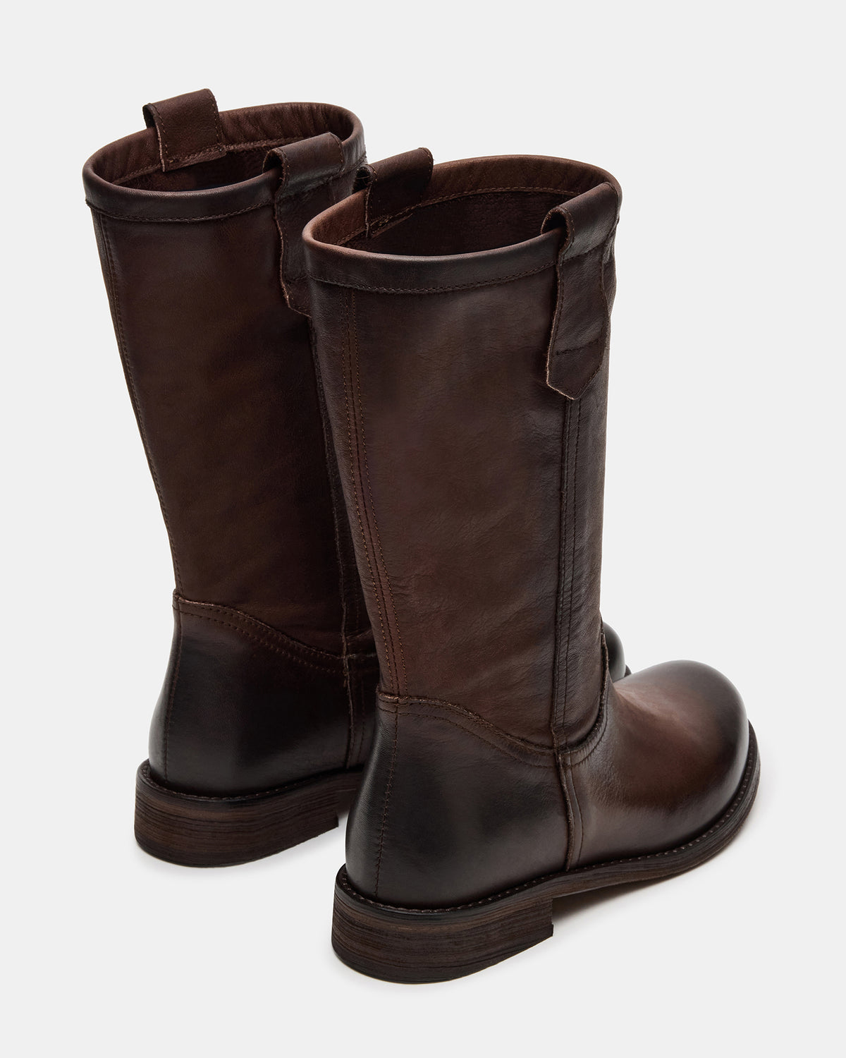 RUBEN Brown Leather Rounded Toe Women's Boot - Steve Madden