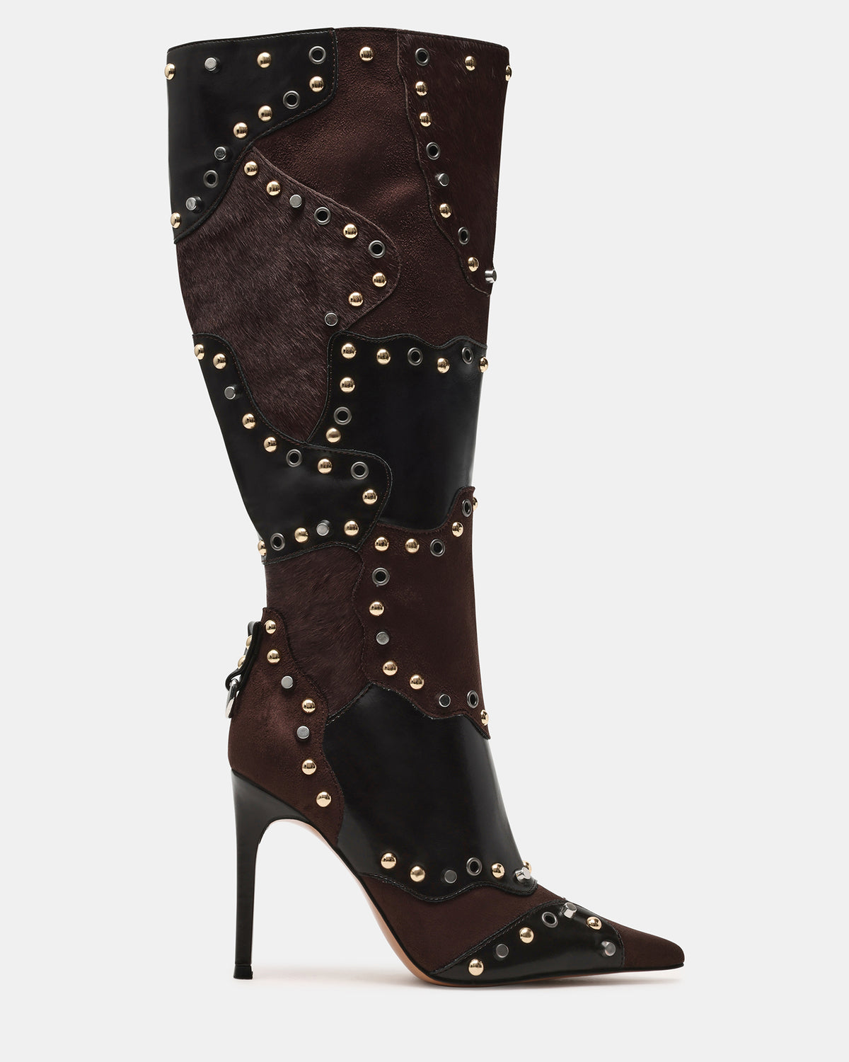 REVIVE Brown Multi Wide Calf Pointed-Toe Knee-High Stiletto Women's Boot - Steve Madden