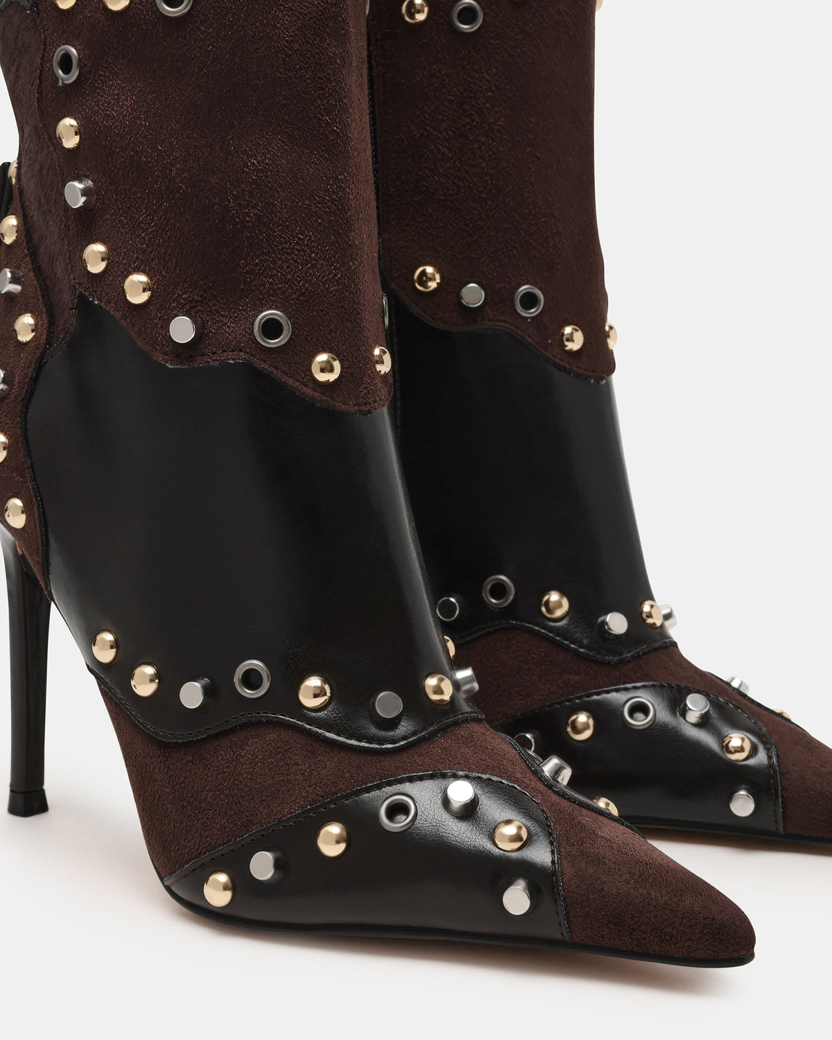 REVIVE Brown Multi Wide Calf Pointed-Toe Knee-High Stiletto Women's Boot - Steve Madden