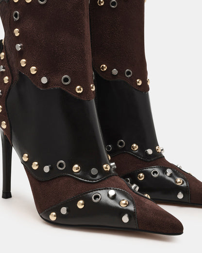 REVIVE Brown Multi Wide Calf Pointed-Toe Knee-High Stiletto Women's Boot - Steve Madden