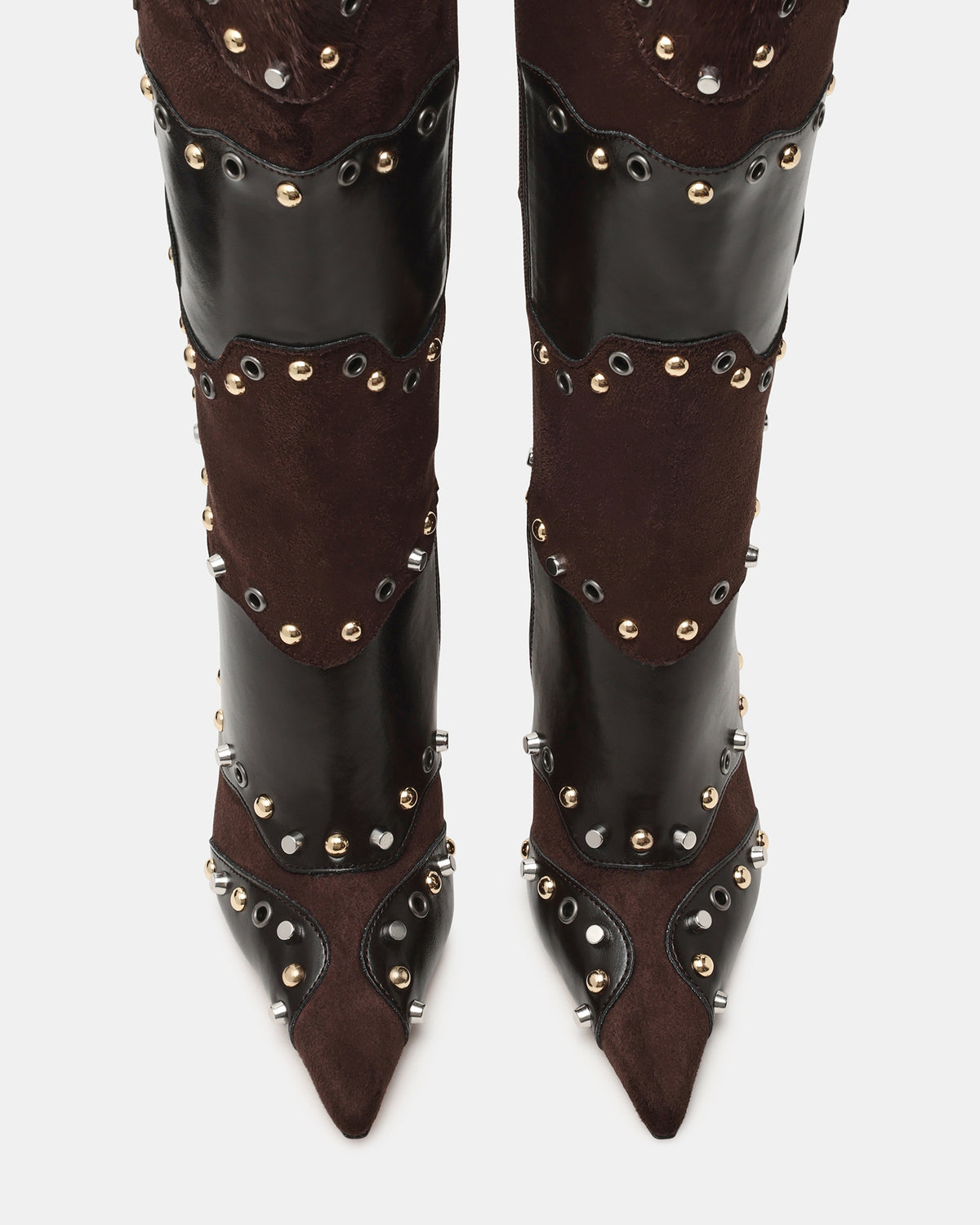 REVIVE Brown Multi Wide Calf Pointed-Toe Knee-High Stiletto Women's Boot - Steve Madden
