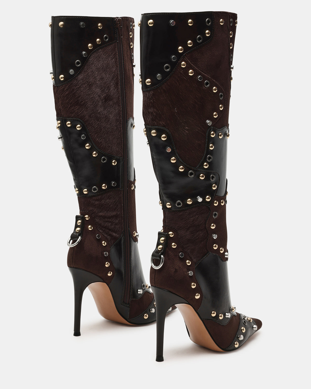 REVIVE Brown Multi Wide Calf Pointed-Toe Knee-High Stiletto Women's Boot - Steve Madden