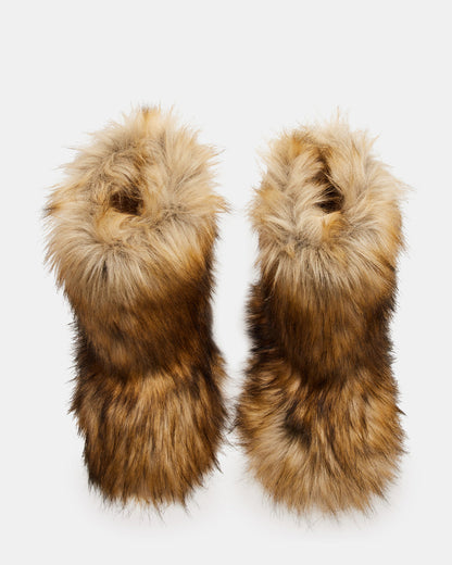 BEASTIE Tan Multi Women's Faux Fur Bootie - Steve Madden