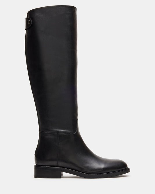 BEREN Black Leather Knee-High Women's Riding Boot - Steve Madden