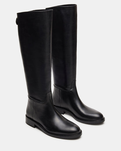 BEREN Black Leather Knee-High Women's Riding Boot - Steve Madden