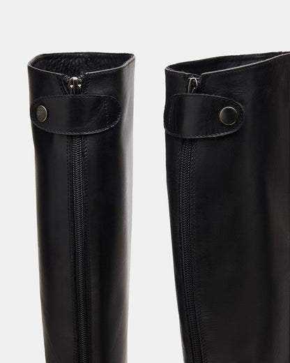 BEREN Black Leather Knee-High Women's Riding Boot - Steve Madden