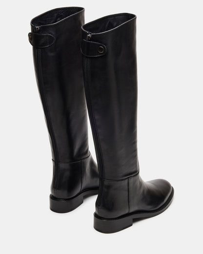 BEREN Black Leather Knee-High Women's Riding Boot - Steve Madden