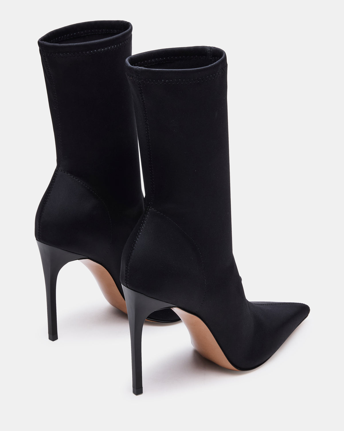 MIDNITE Black Pointed-Toe Stiletto Heel Sock Women's Ankle Boot - Steve Madden