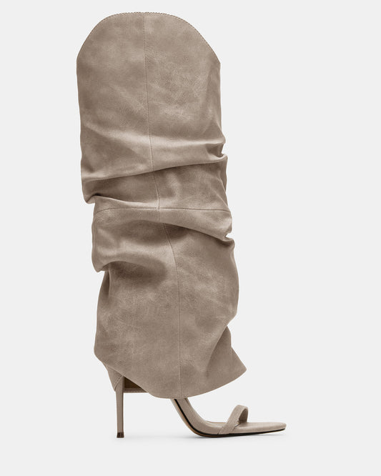 RAVINE Grey Distressed Women's Knee-High Cuffed Stiletto Heel Boot - Steve Madden