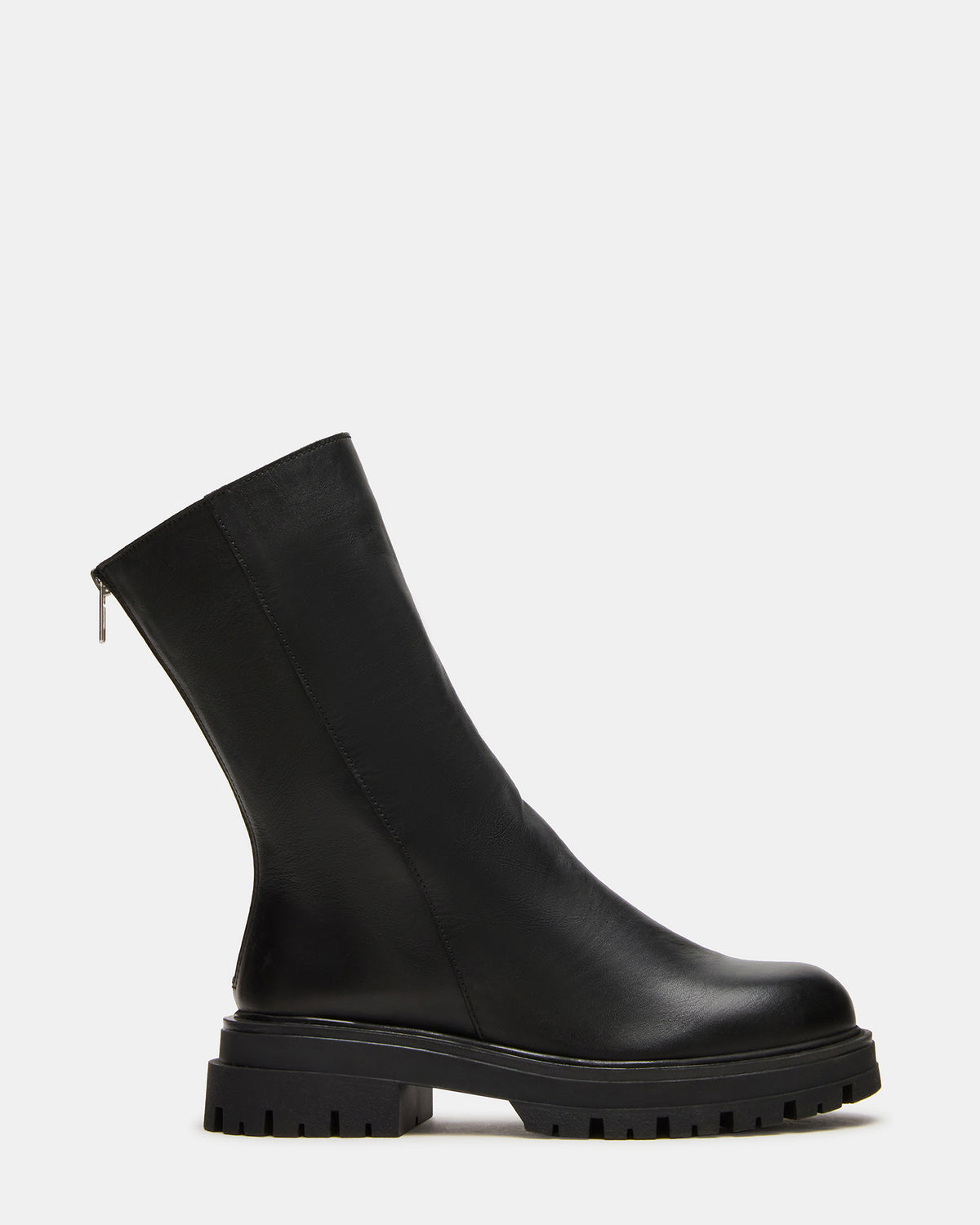 LAMI Black Leather Lug Sole Women's Ankle Boot - Steve Madden