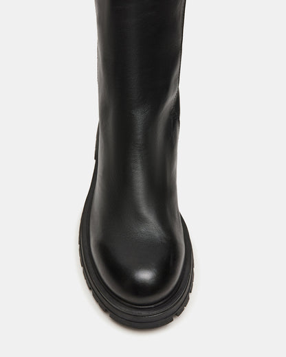 LAMI Black Leather Lug Sole Women's Ankle Boot - Steve Madden