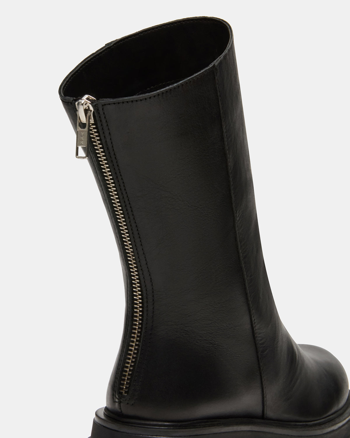 LAMI Black Leather Lug Sole Women's Ankle Boot - Steve Madden