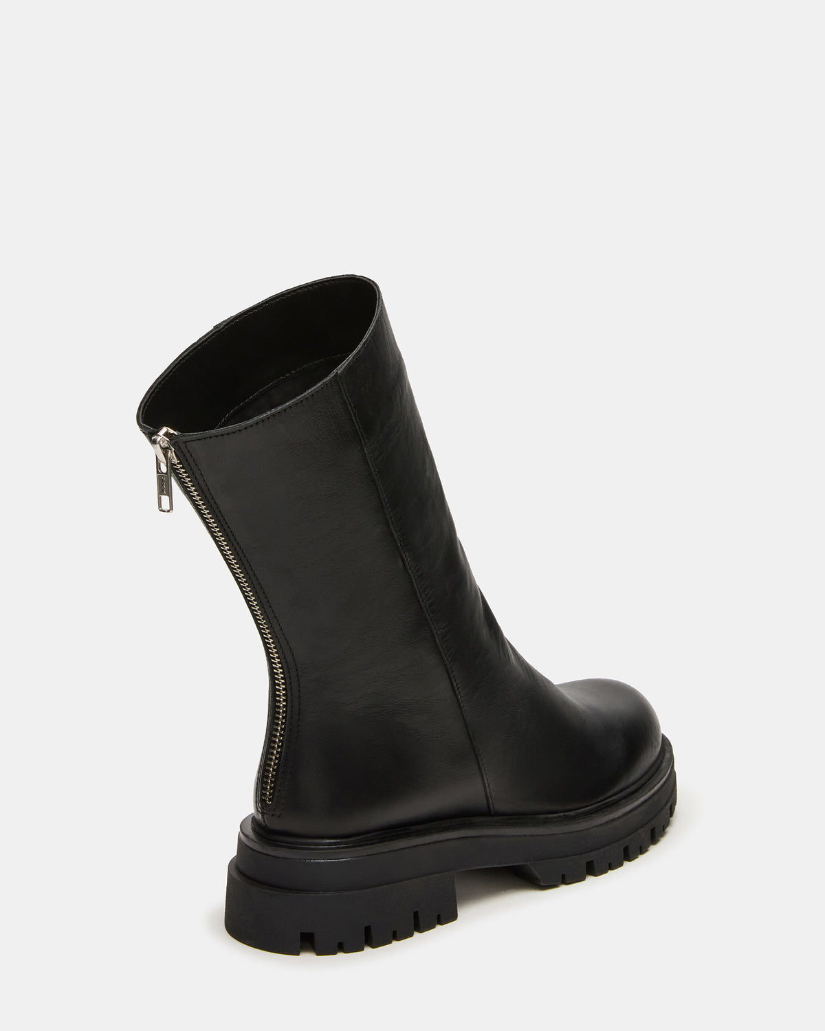 LAMI Black Leather Lug Sole Women's Ankle Boot - Steve Madden