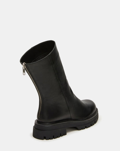 LAMI Black Leather Lug Sole Women's Ankle Boot - Steve Madden