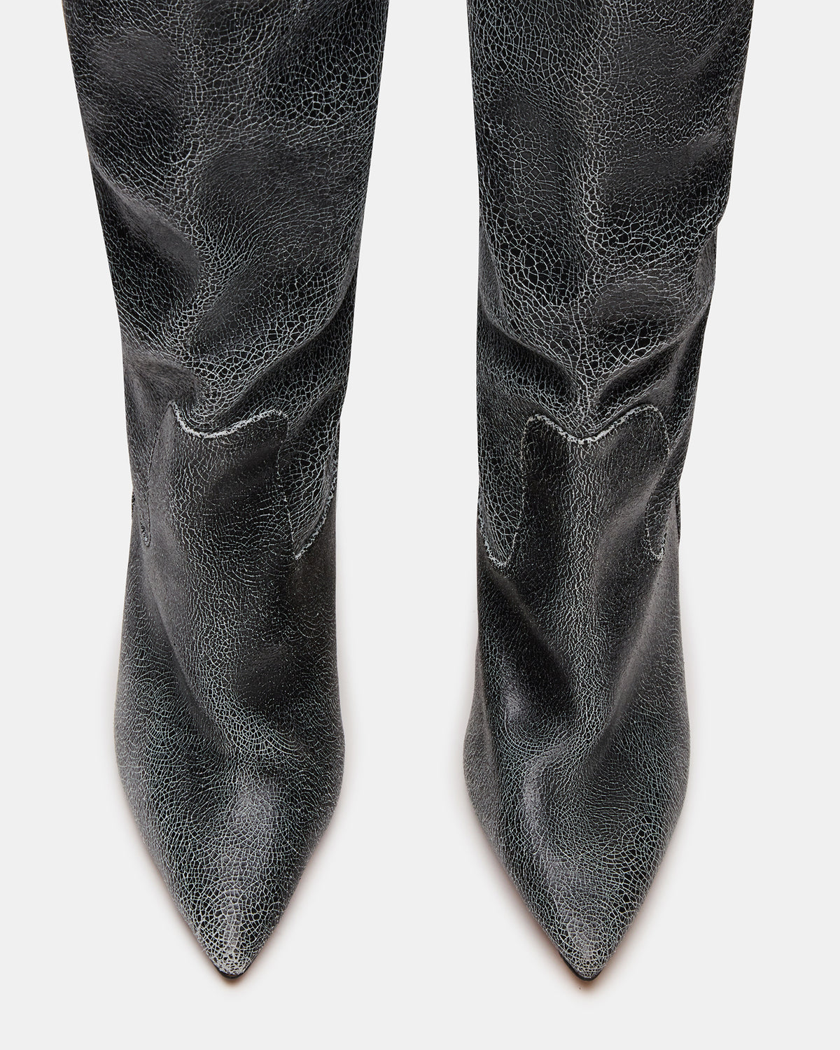 BADDIE Black Distressed Over-The-Knee Moto Women's Boot - Steve Madden